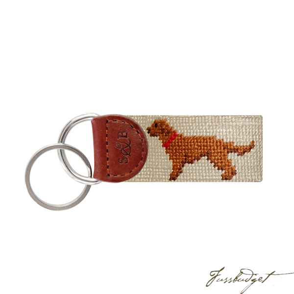 Chocolate Lab Needlepoint Key Fob-Fussbudget.com