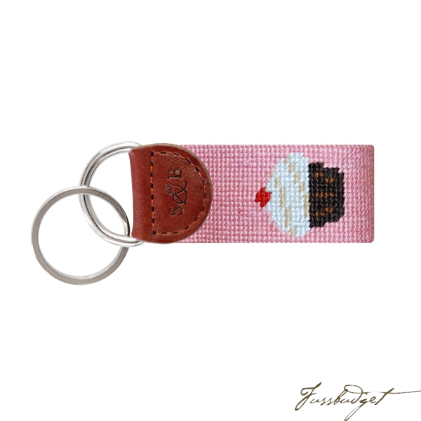 Cupcake Needlepoint Key Fob-Fussbudget.com