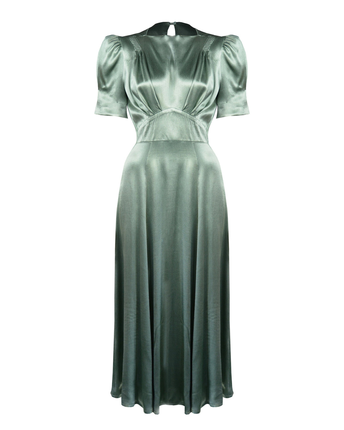 1940s 'Girl Friday' Midi Dress - Sage Satin