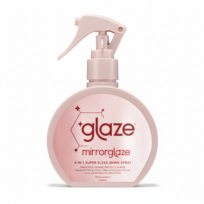 Glaze mirrorglaze spray bottle on a light pink background