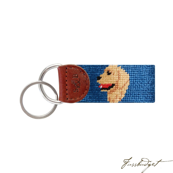 Golden Retriever Head Needlepoint Key Fob-Fussbudget.com