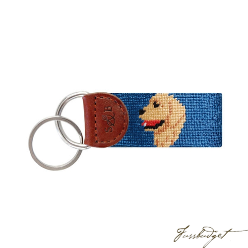 Golden Retriever Head Needlepoint Key Fob-Fussbudget.com