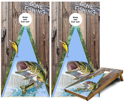 Gone Large Mouth Bass Fishing Cornhole Wraps