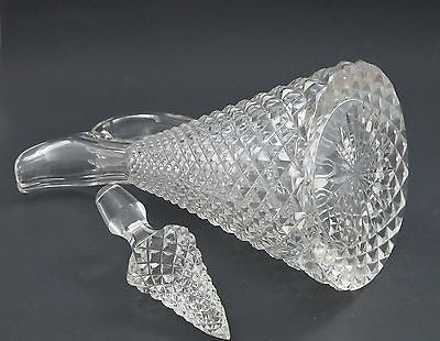 Hand Cut glass handled decanter  crosscut with stopper - O'Rourke crystal awards & gifts abp cut glass