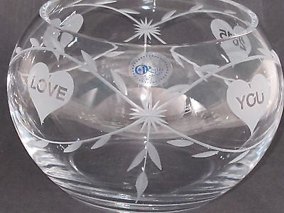 Hand cut lead crystal bowl,  Can be customized ,glass, hearts - O'Rourke crystal awards & gifts abp cut glass