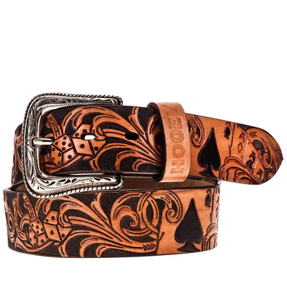 Hooey Men's "Gambler" Brown/Black Filigree Belt
