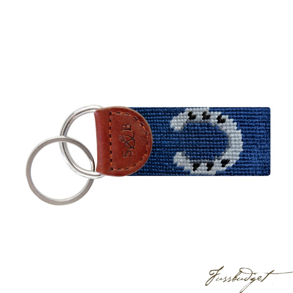 Horseshoe Needlepoint Key Fob (Classic Navy)-Fussbudget.com