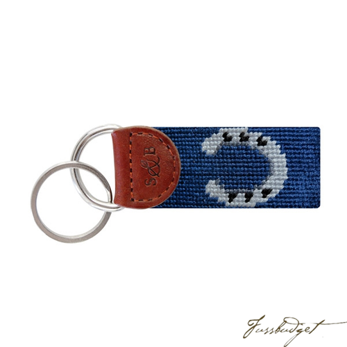 Horseshoe Needlepoint Key Fob (Classic Navy)-Fussbudget.com