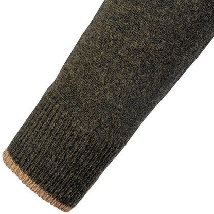 contrast cuff jack pyke ashcombe lambswool crewknit dark olive jumper
