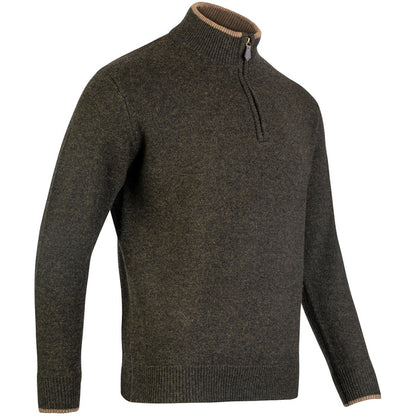 side view of jack pyke ashcombe zipknit dark olive jumper wool knitwear
