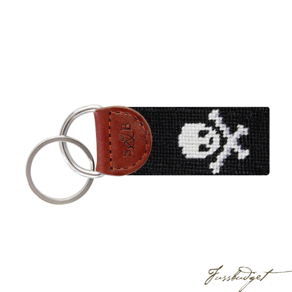 Jolly Roger (Black) Needlepoint Key Fob-Fussbudget.com