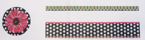 Needlepoint Large Round Box Black with White Circles Canvas