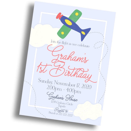 Little English Airplane Birthday Invitation