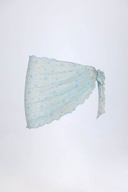 Side-Tie Sarong in Blue Floral