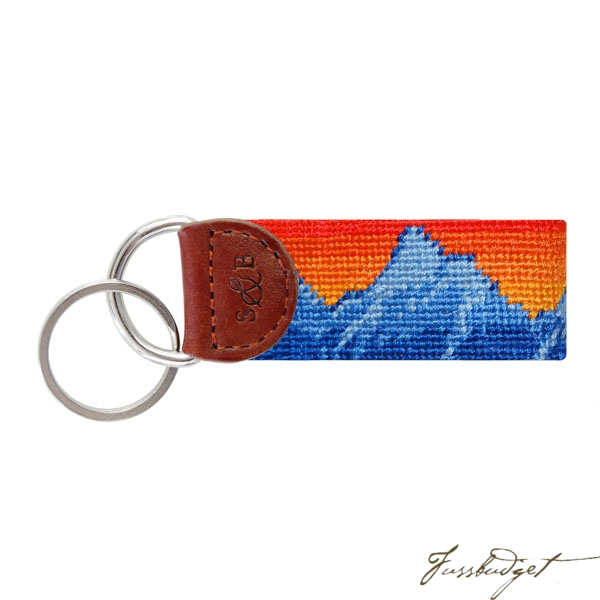 Mountain Sunset Needlepoint Key Fob-Fussbudget.com