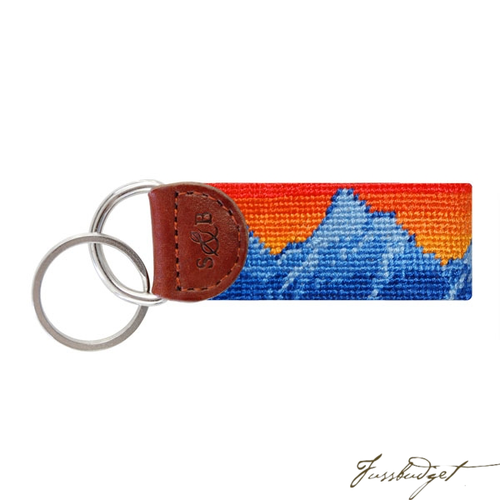Mountain Sunset Needlepoint Key Fob-Fussbudget.com