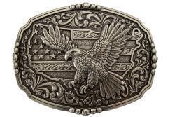Nocona Eagle And American Flag Belt Buckle