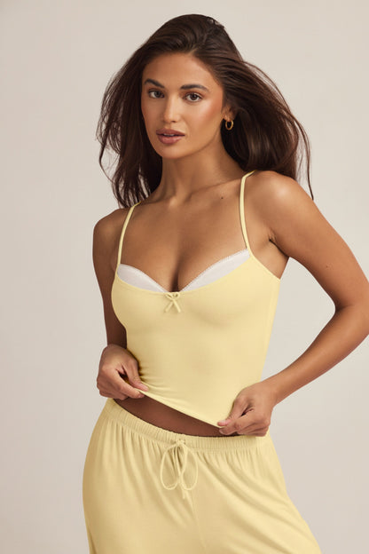 Modal Camisole Pyjama Top in Pastel Yellow