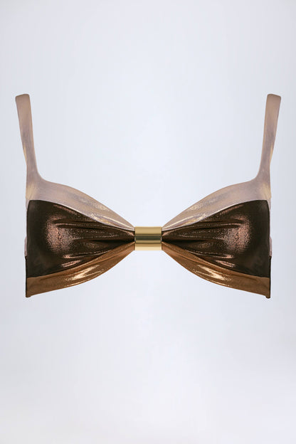 Ruched Bikini Top in Bronze Gold