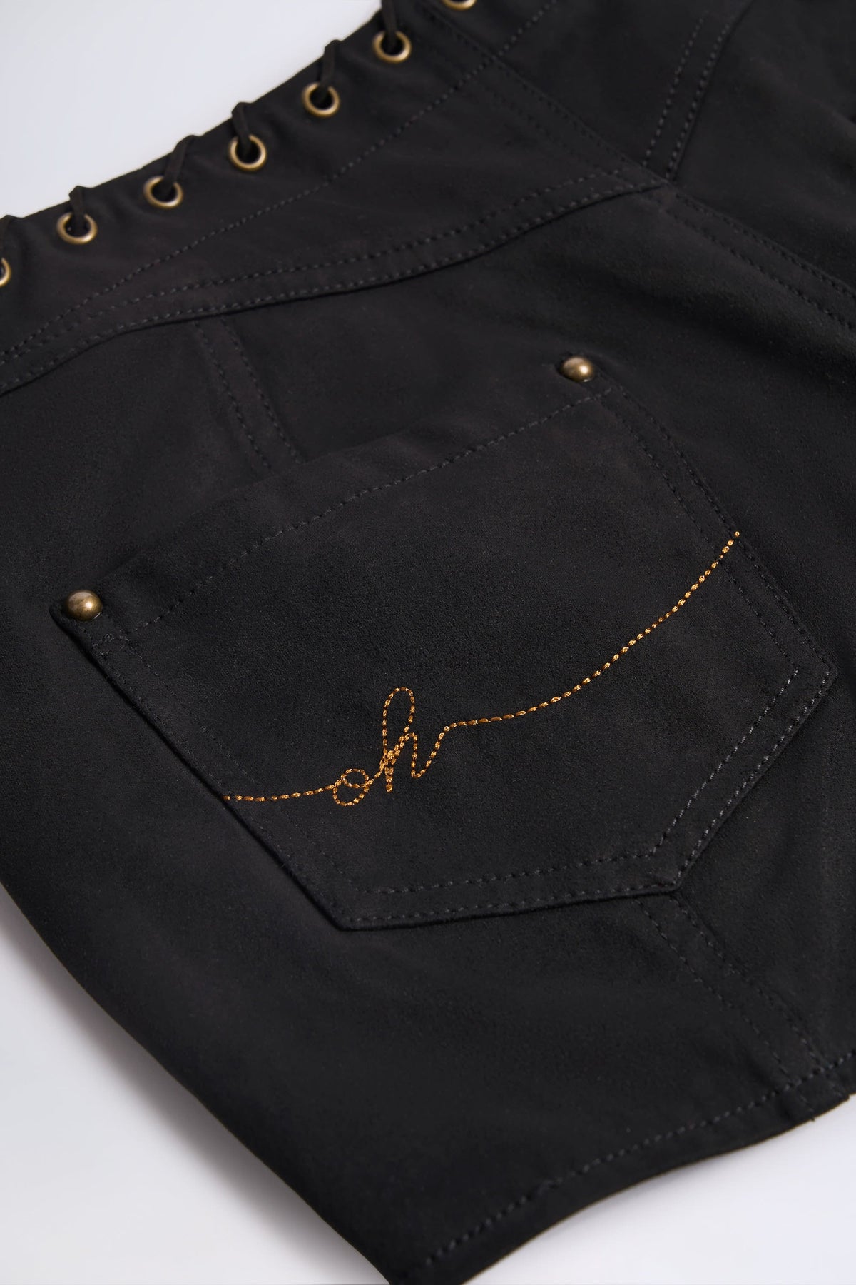 Lace-Up Mid-Rise Shorts in Black
