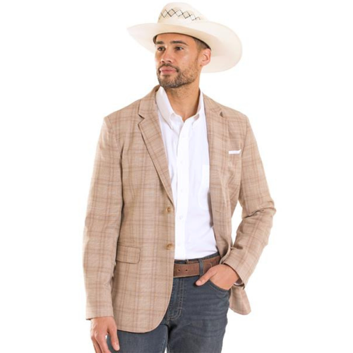 Rock & Roll Denim Men's Tan Plaid Sport Coat