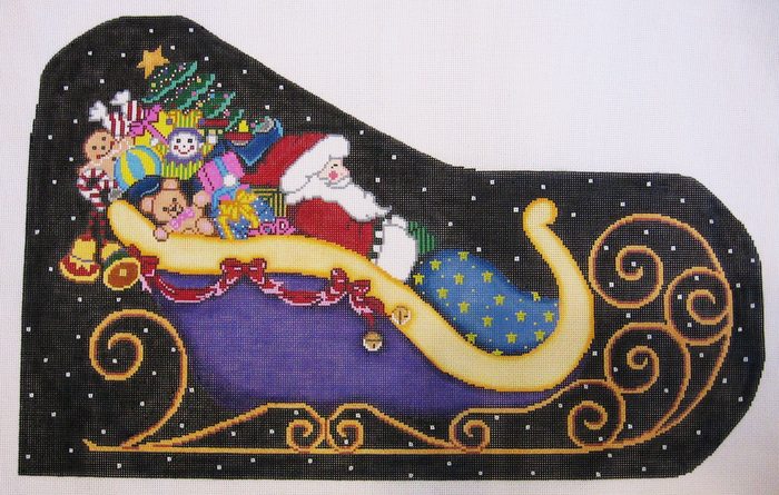 Needlepoint Santa and Sleigh Canvas