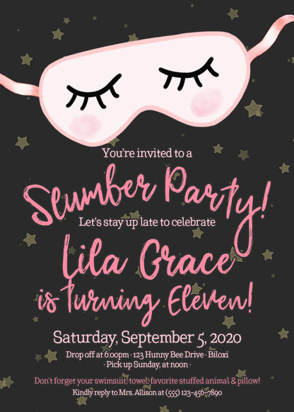 Slumber Party Birthday Invitation