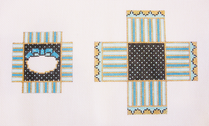 Needlepoint Small Blue Ribbon Box Canvas