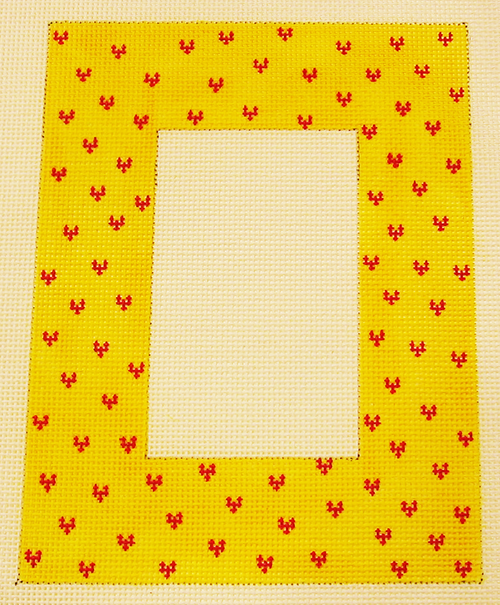 Needlepoint Small Red Hearts Picture Frame Canvas