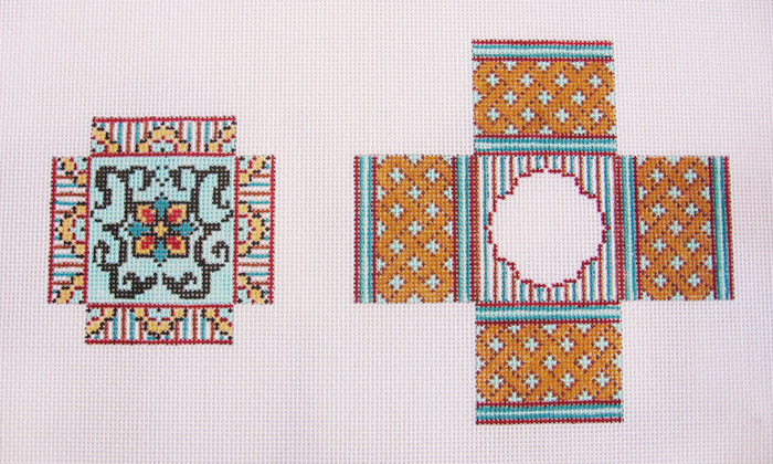 Needlepoint Small Square Floral Box Canvas