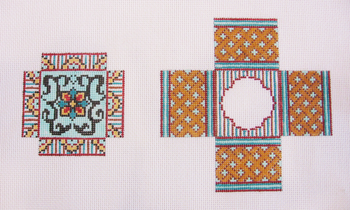 Needlepoint Small Square Floral Box Canvas