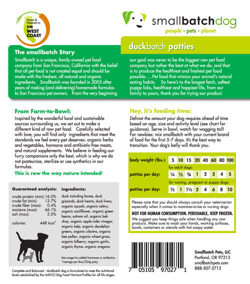 Smallbatch Duck Frozen Dog Food