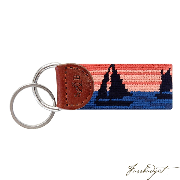 Sunset Sailing Needlepoint Key Fob-Fussbudget.com