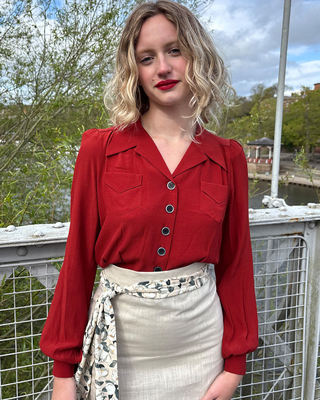 1940s Sweetheart Blouse - Rust
