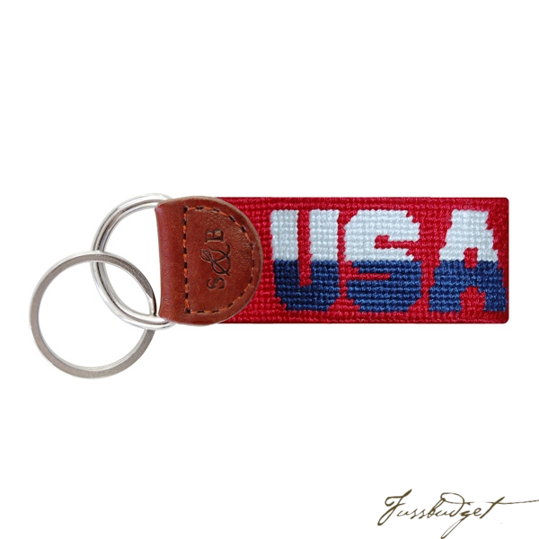 USA Needlepoint Key Fob (Red)-Fussbudget.com