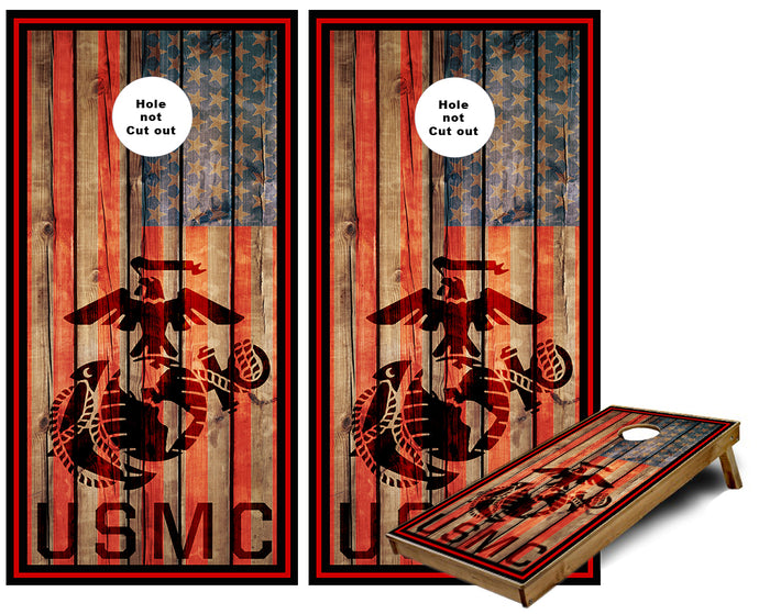 USMC Marines US Flag Cornhole Wraps