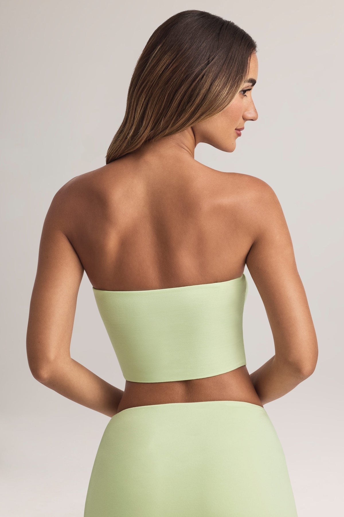 Modal Strapless Crop Top in Sage Green