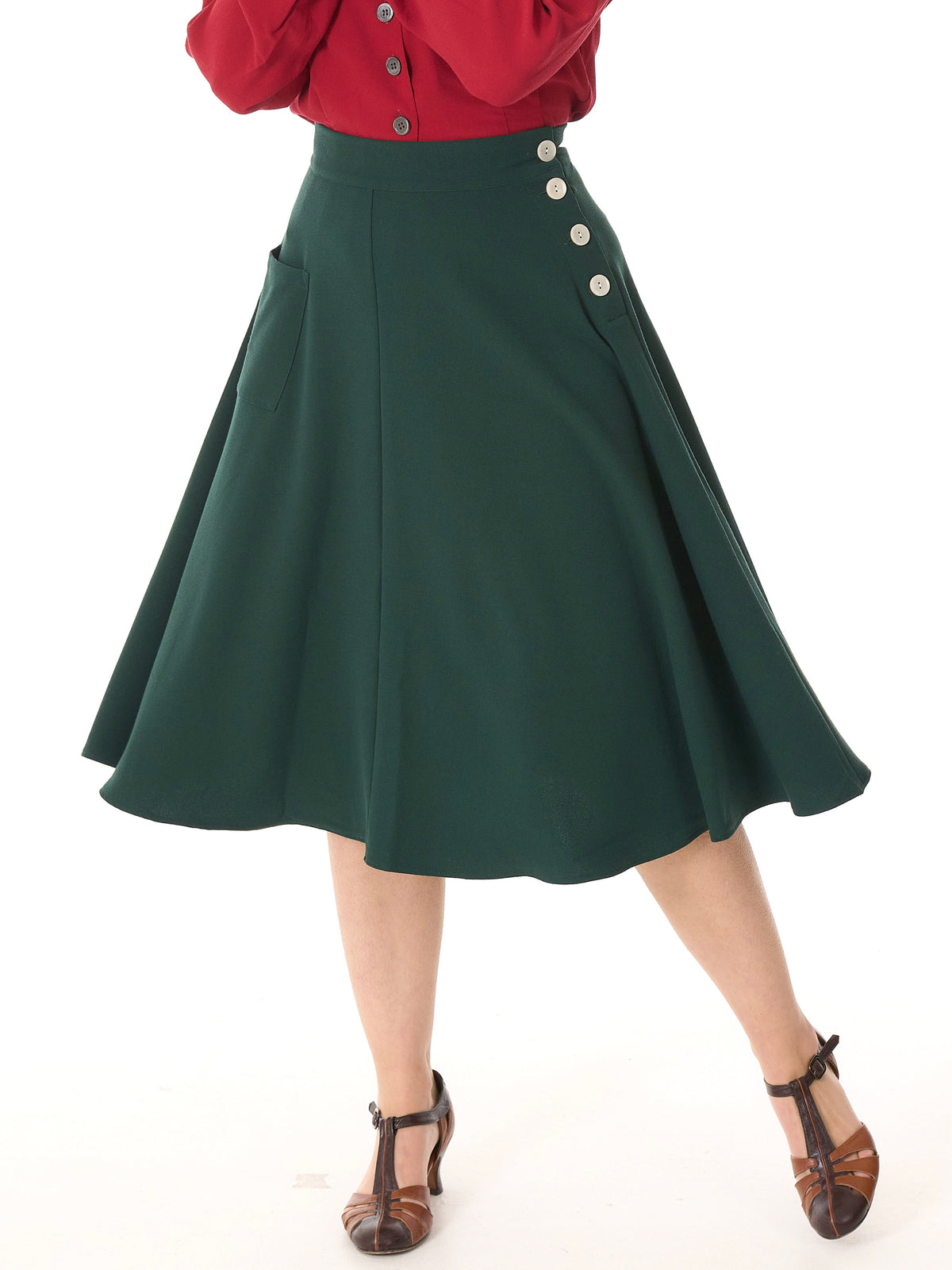 1940s Whirlaway Skirt - Racing Green