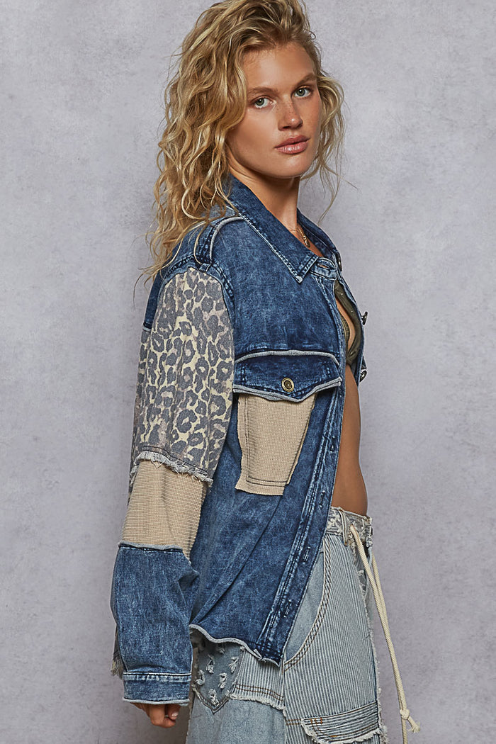 Women's Leopard and Denim Jacket