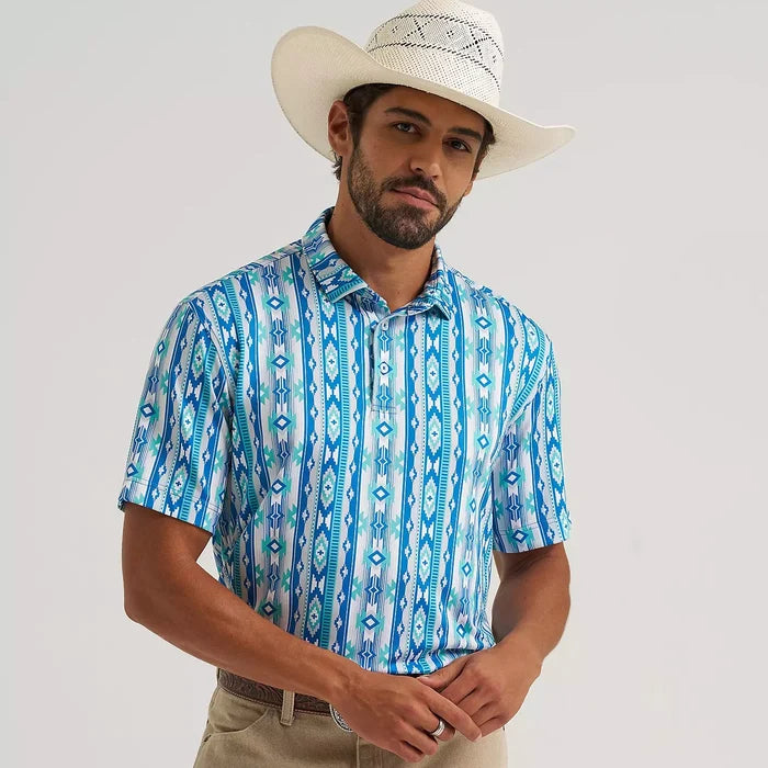 Wrangler ATG Men's Performance Polo Shirt in Checotah Turquoise