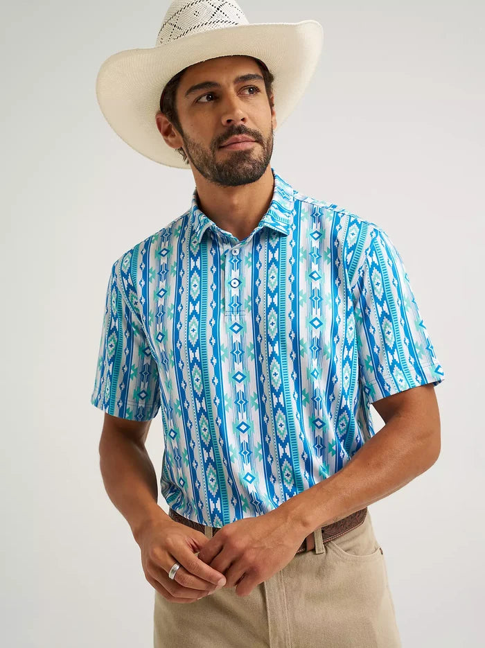 Wrangler ATG Men's Performance Polo Shirt in Checotah Turquoise