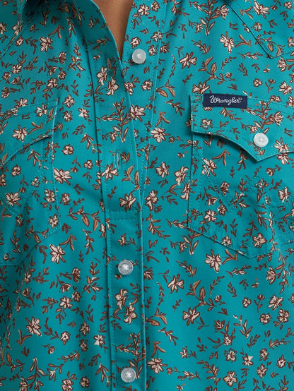 Wrangler Women's L/S Aria Performance Button Up Shirt in Green